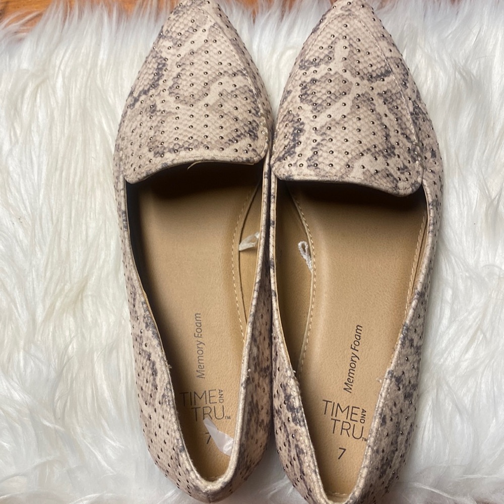 Time and Tru Snake Print Flats